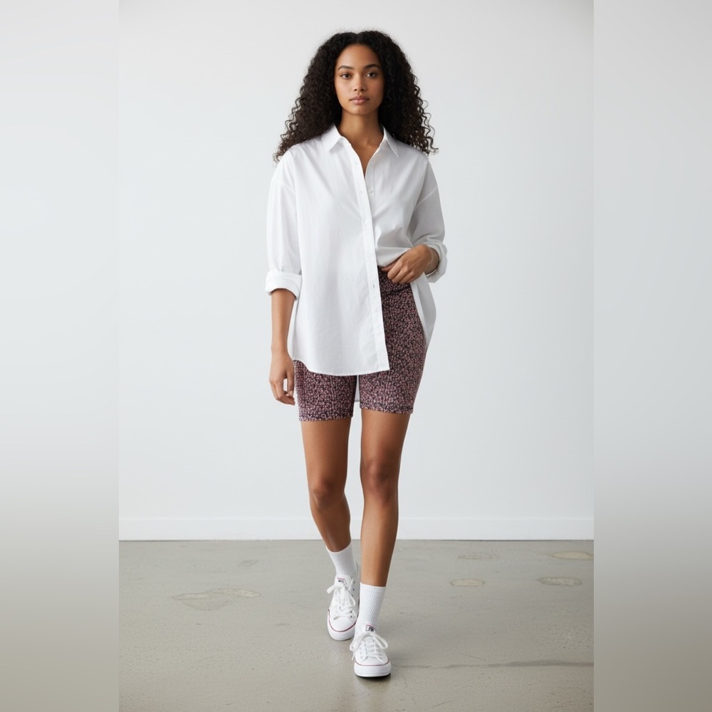 J. Crew Black and Pink Patterned Bike Shorts